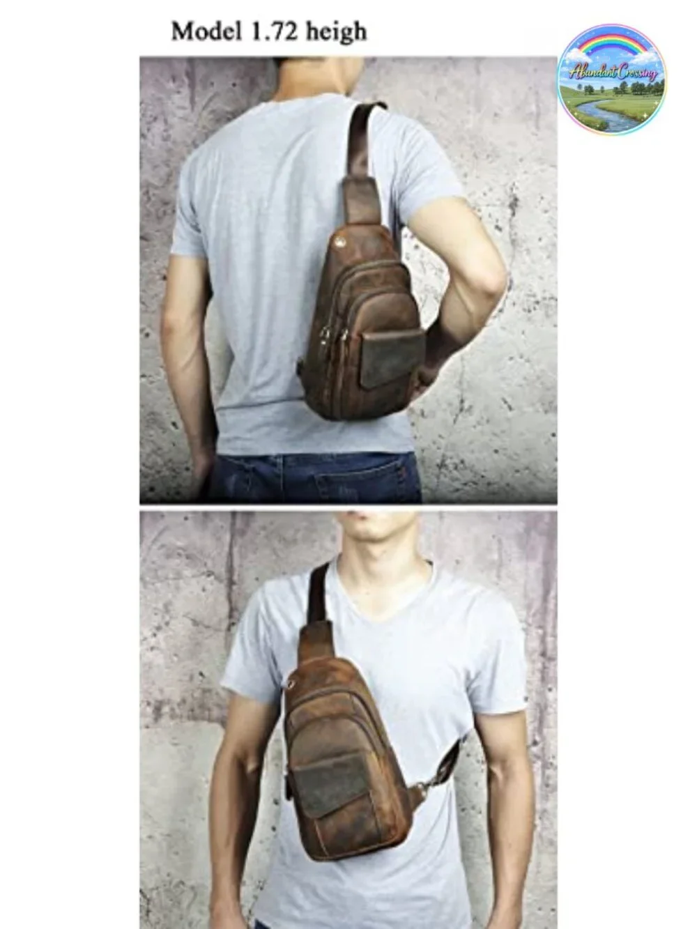 Genuine Leather Sling Bag Crossbody Chest Backpack for Men Travel Hiking Outdoor